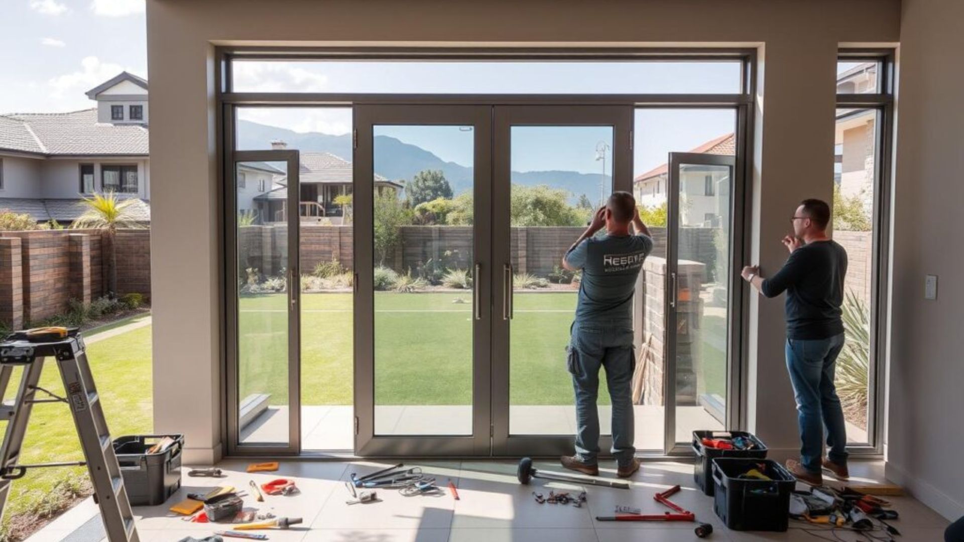 Measuring a doorway for aluminum doors installation in a South African home